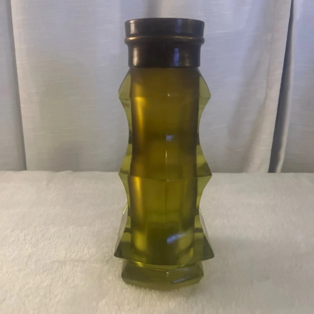 Vintage MCM Large 9” Green Amber Lucite‎ canister container Bottle Vase